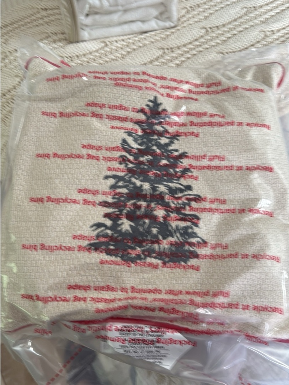 Canvas Holiday Tree pillow in Natural and Dark Green threshold new